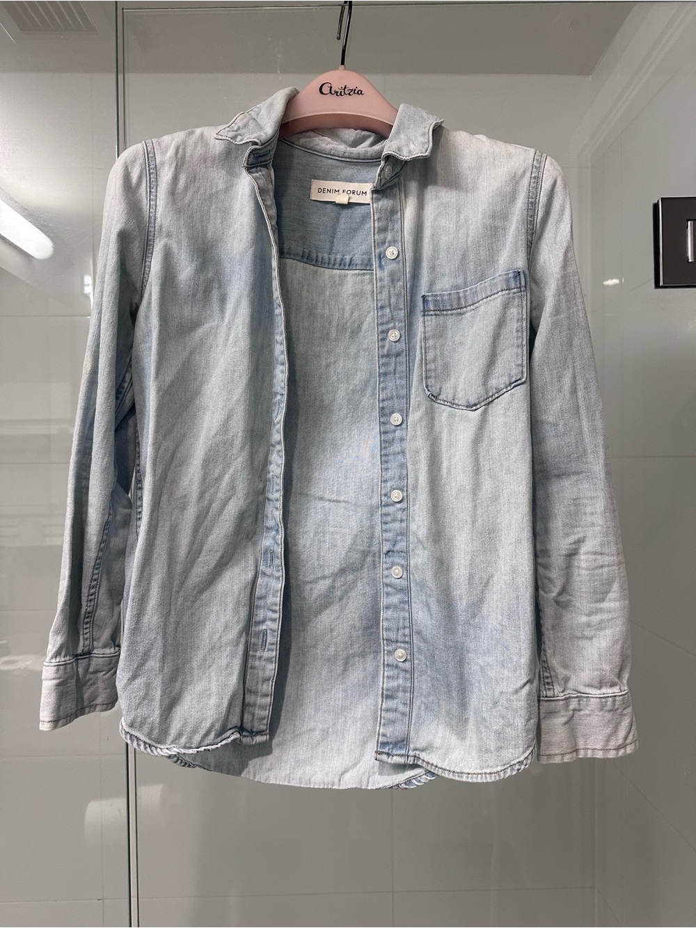 Aritzia Denim Forum Light Wash Shirt xxs